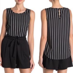 NEW DR2 Sleeveless Blouse Striped Top Womens Size XS